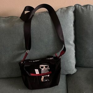 Karl Lagerfeld Black and Red Messenger Bag